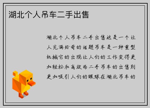湖北个人吊车二手出售